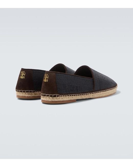 Brunello Cucinelli Black Suede-Trimmed Espadrilles for men
