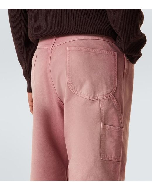 Auralee Red Faded Wide-Leg Jeans for men
