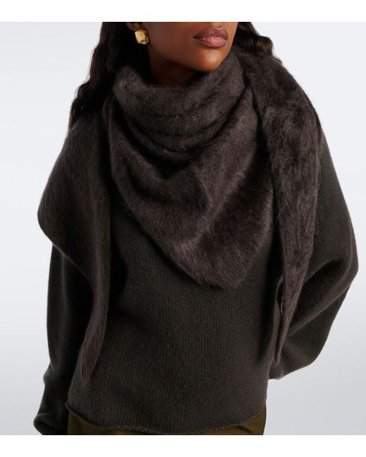 Lisa Yang Brown Brushed Cashmere Scarf