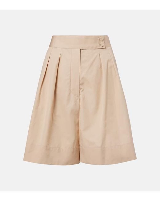 Loro Piana Natural Dorin Cotton Satin Bermuda Shorts