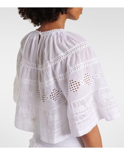 Isabel Marant White Top Dilama Aus Baumwoll-Voile