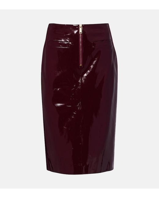 Self-Portrait Purple Mid-Rise Pencil Skirt