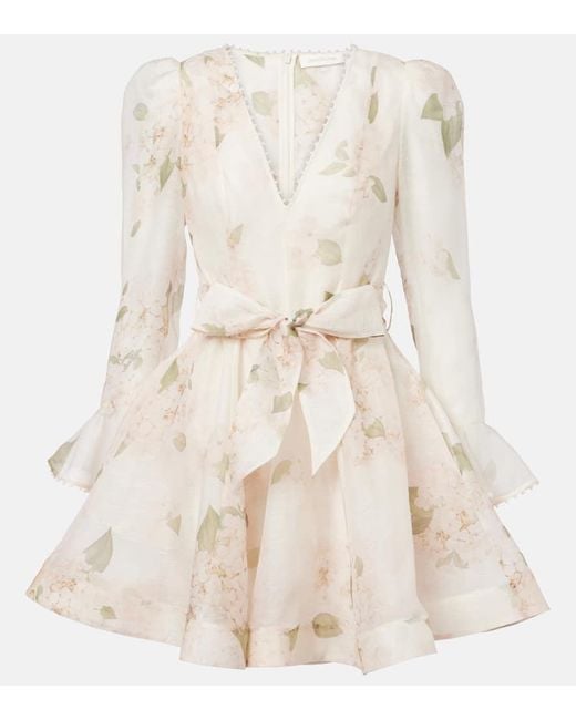 Zimmermann Natural Minikleid Balance Aus Leinen Und Seide