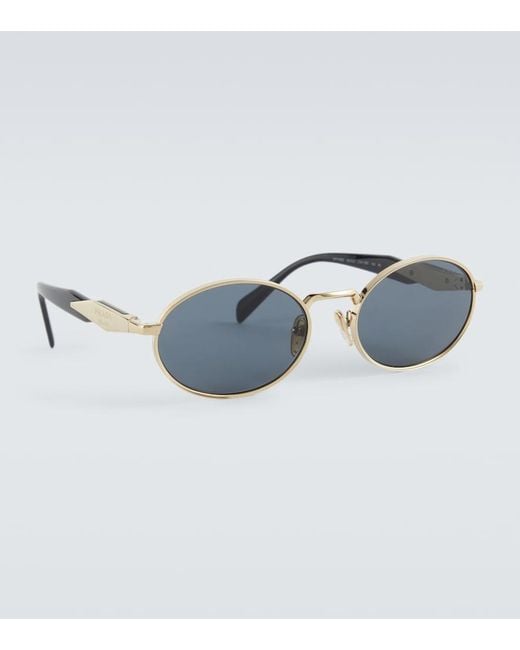 Prada Blue Logo Oval Sunglasses for men