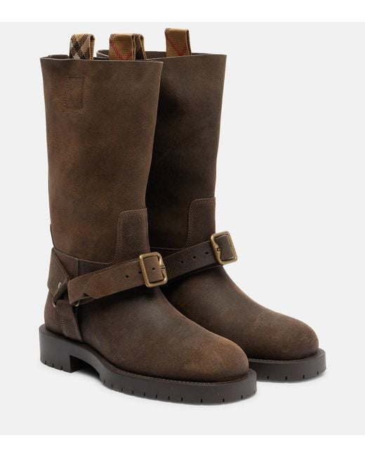 Botas Altas Soft Saddle De Ante Burberry de color Brown