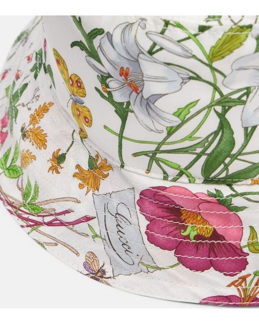 Gucci White Flora Silk Bucket Hat
