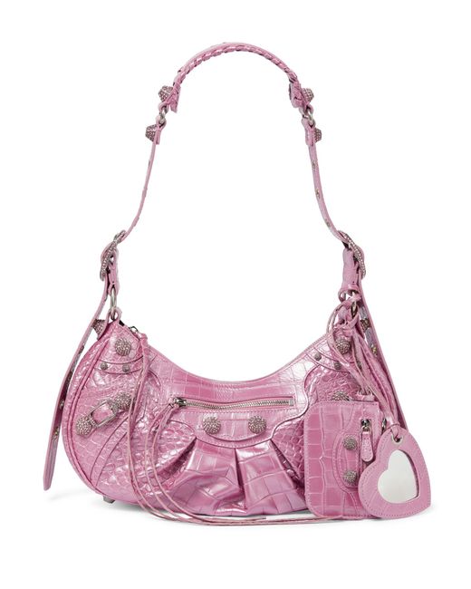 Balenciaga Pink Le Cagole Small Leather Shoulder Bag