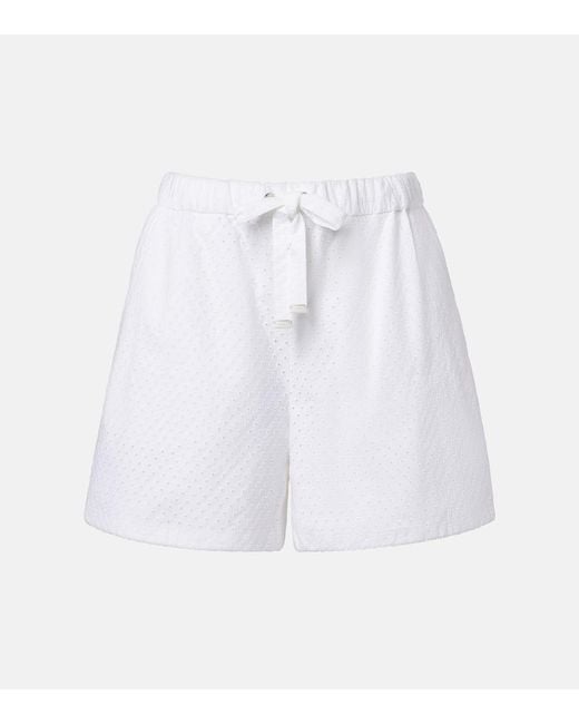 Moncler White Broderie Anglaise Cotton Shorts