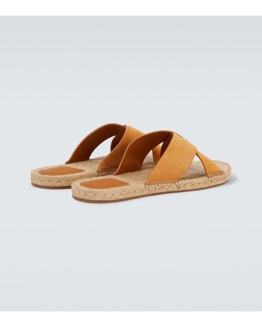 Zegna Espadrille-Sandalen Aus Veloursleder in Brown für Herren