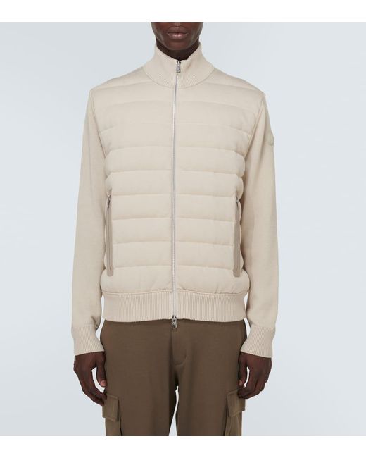 Moncler White Leather-trimmed Cotton Cardigan for men