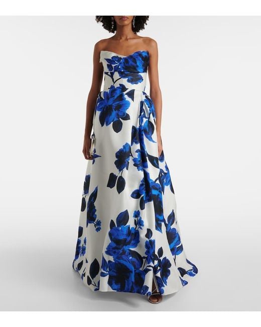 Monique Lhuillier Blue Robe Aus Seide