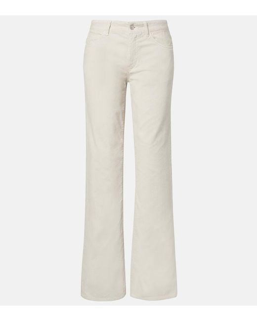 The Row White Carlyl Cotton Corduroy Straight Pants