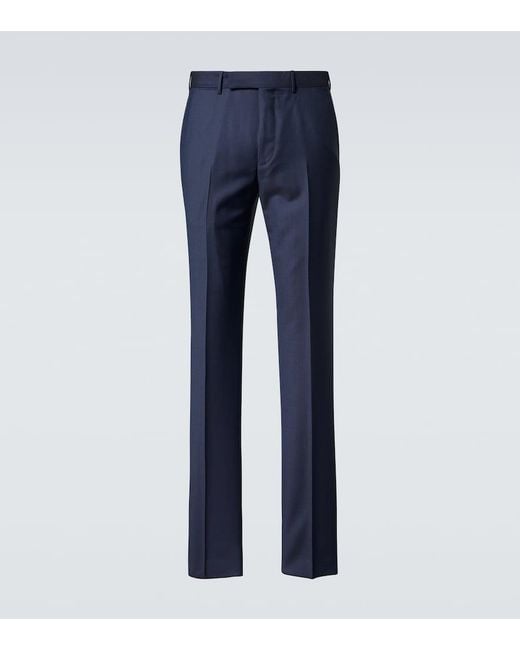 Zegna Blue Trofeo Wool Slim Pants for men
