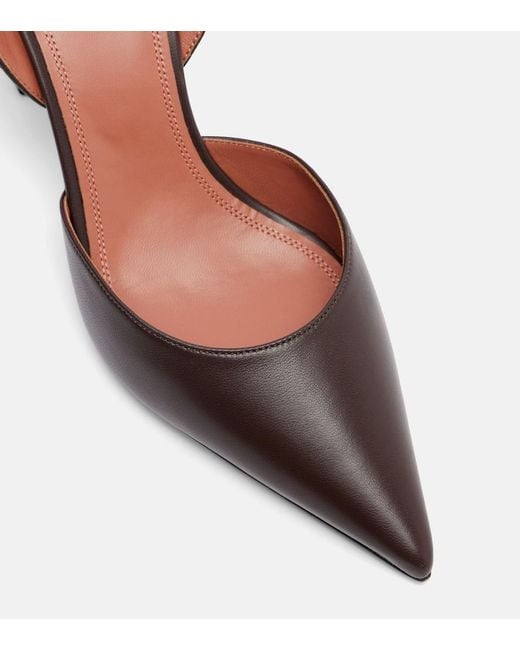 AMINA MUADDI Brown Holli 70 Leather Slingback Pumps