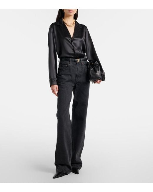 Saint Laurent Black Victoire 55 Leather Ankle Boots
