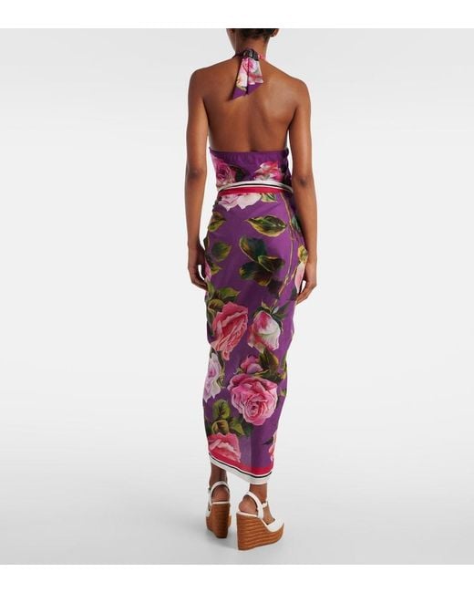 Dolce & Gabbana Pink Floral Cotton Beach Cover-Up