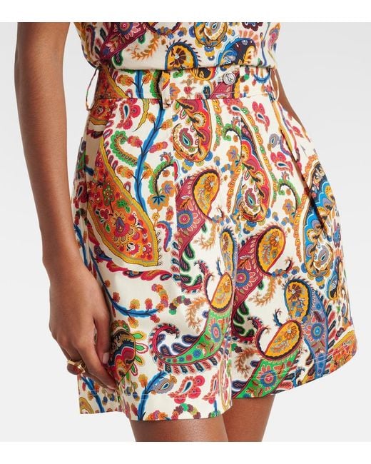 Etro Red Cotton-Blend Jacquard Bermuda Shorts