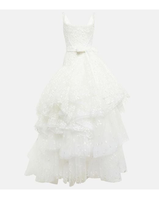 Vivienne Westwood White Bridal Princess Embroidered Gown