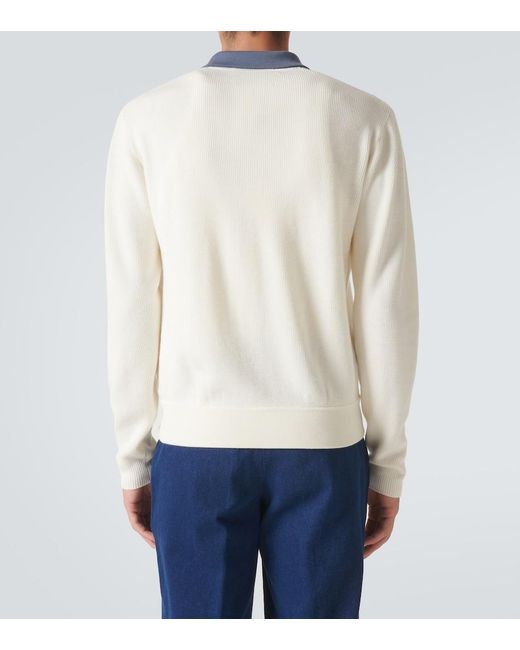 King & Tuckfield Blue Paneled Wool Cardigan for men