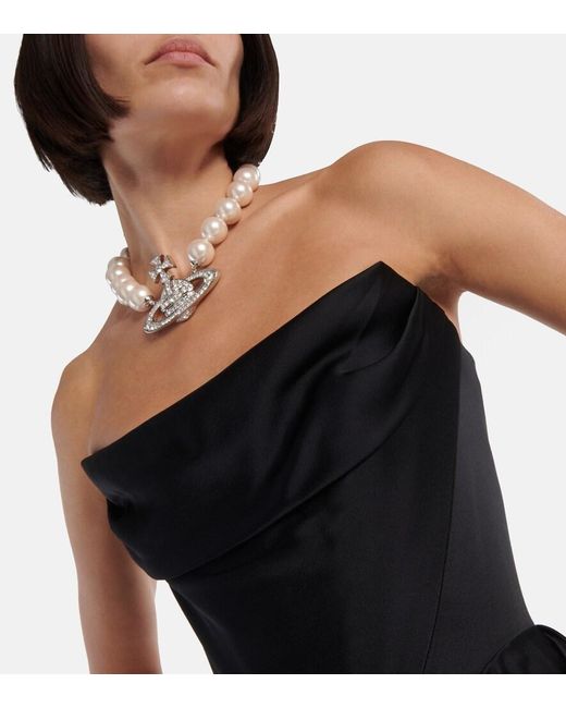 Vivienne Westwood Black Off-Shoulder Satin Gown