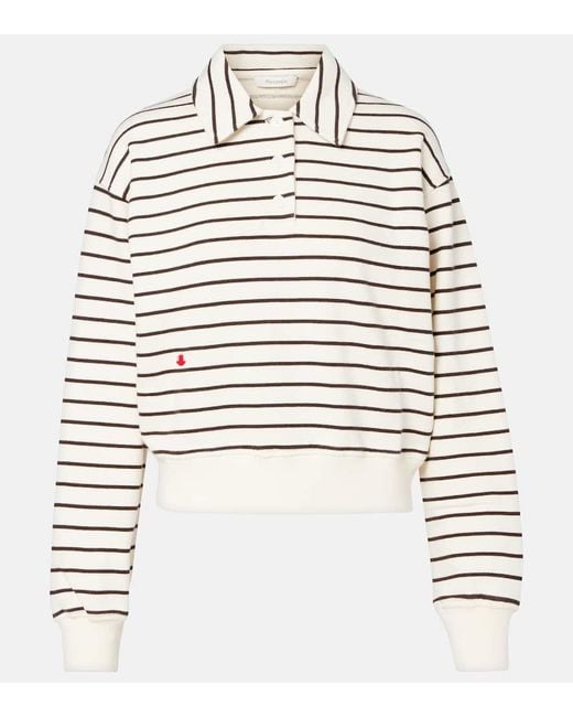 J.W. Anderson White Cropped Striped Cotton Polo Sweater