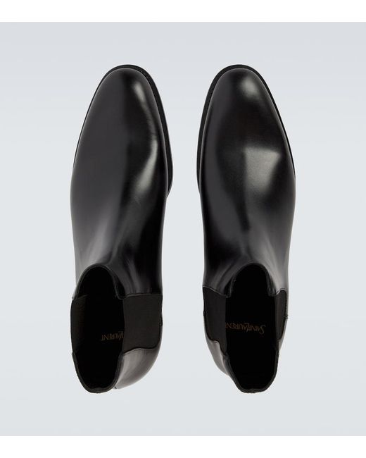 Saint Laurent Black Adrien Leather Chelsea Boots for men