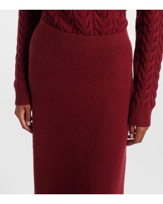 Max Mara Red Dorina Cashmere-Blend Maxi Skirt