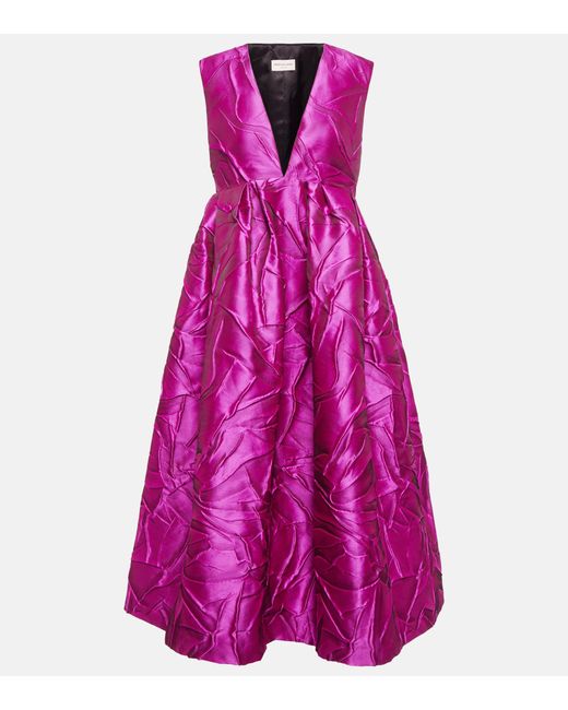 Dries Van Noten Purple Cloque Midi Dress