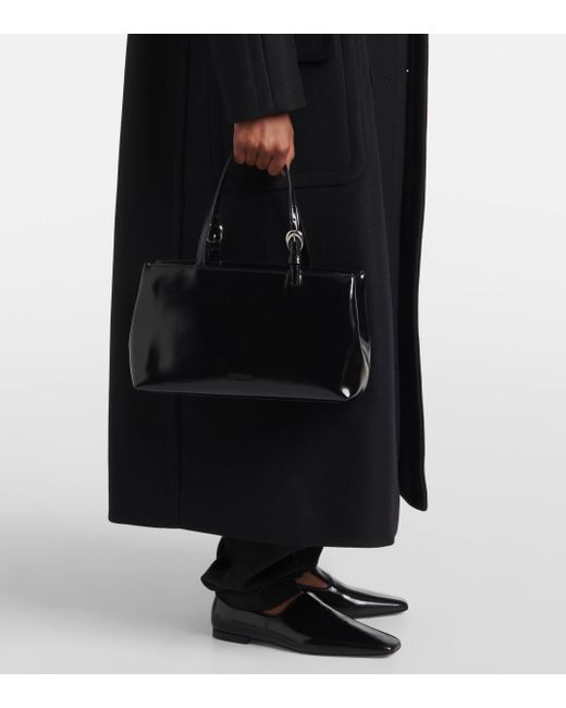 Staud Black Brando Polished Leather Shoulder Bag