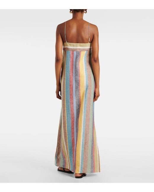 Staud Multicolor Laura Striped Linen Maxi Dress