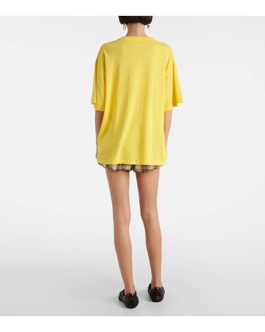 Acne Yellow Logo Cotton-Blend Jersey T-Shirt