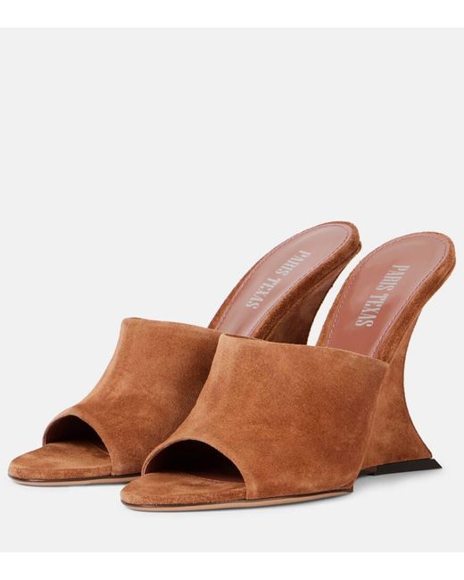 Paris Texas Brown Nina Suede Wedge Mules