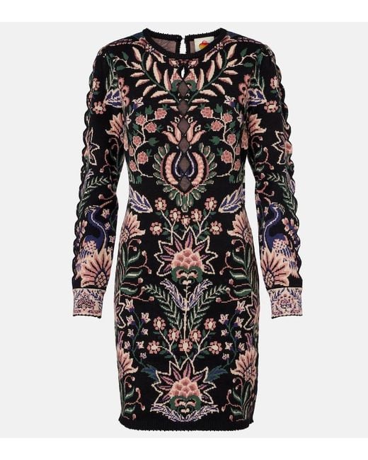 Farm Rio Black Marvelous Garden Minidress