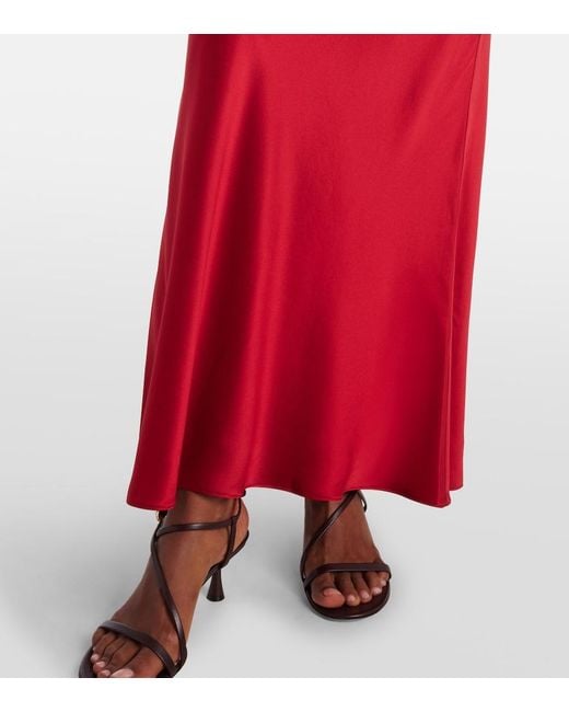 The Sei Red Silk Charmeuse Maxi Skirt