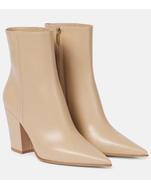 Gianvito Rossi Natural Keinna 85 Leather Ankle Boots
