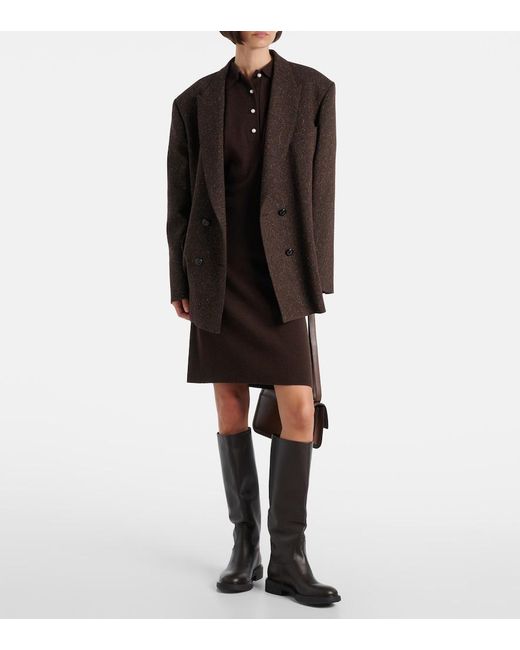 Jardin Des Orangers Brown Knitted Wool And Cashmere Polo Dress