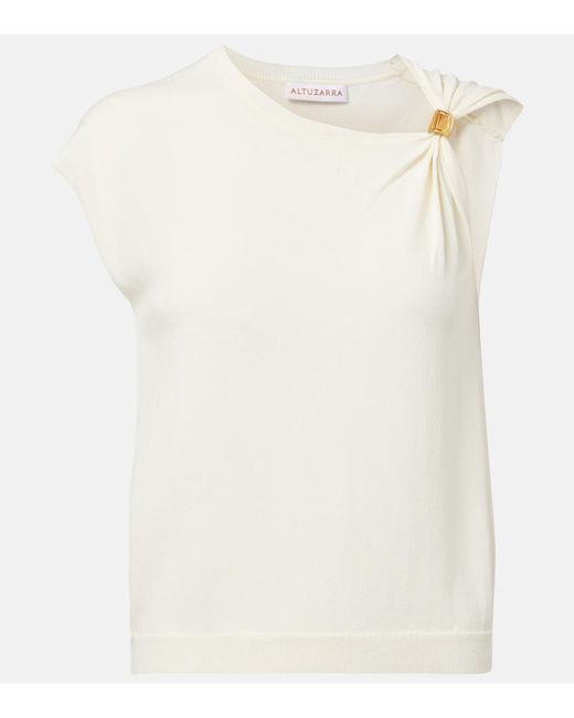 Altuzarra White Asymmetrical Jersey Top