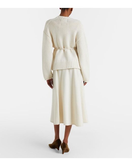 Extreme Cashmere White N°388 Ease Cashmere-Blend Midi Skirt