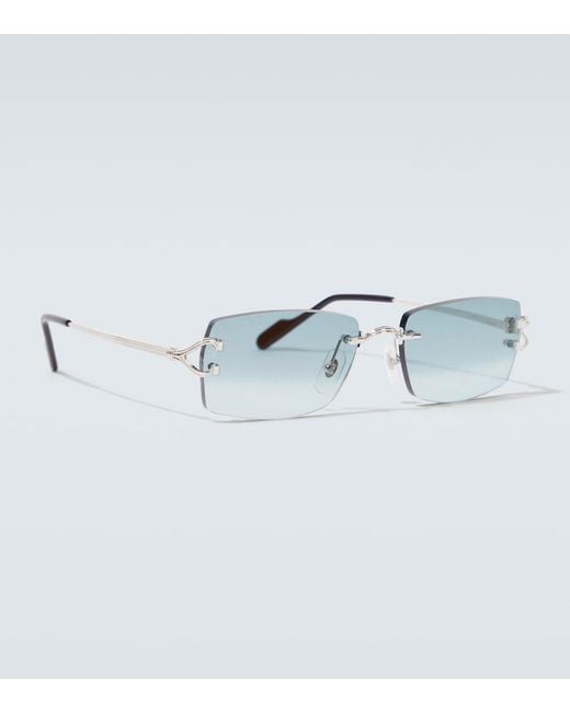 Cartier Blue Signature C De Cartier Rectangular Sunglasses for men