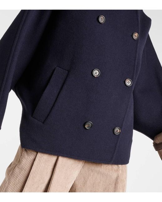Manteau Raccourci En Laine Et Cachemire Brunello Cucinelli en coloris Blue