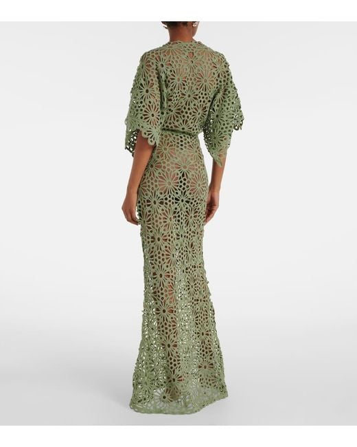 Norma Kamali Green Obie Cotton-Blend Gown