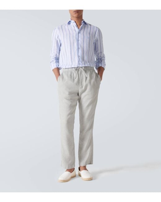 Frescobol Carioca Gray Oscar Linen And Cotton Straight Pants for men