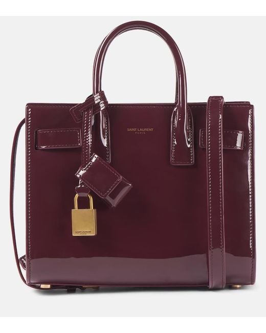 Saint Laurent Red Tote Bag Sac De Jour Nano Aus Lackleder
