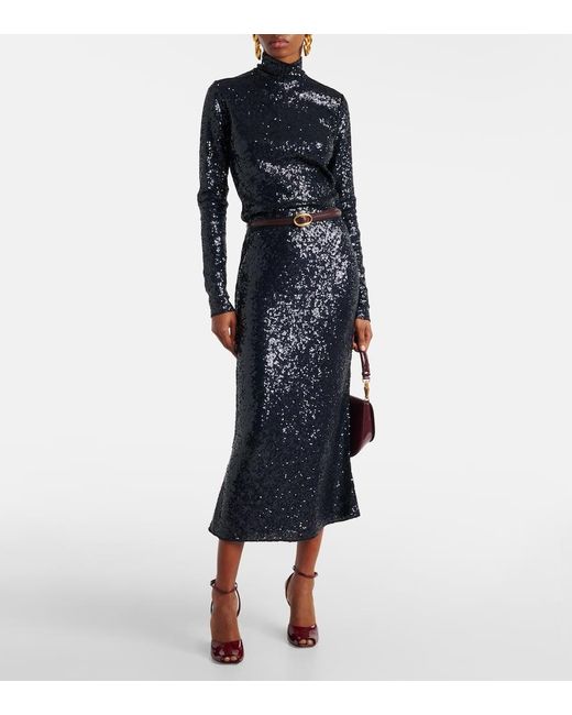 Polo Ralph Lauren Blue Sequined Turtleneck Top