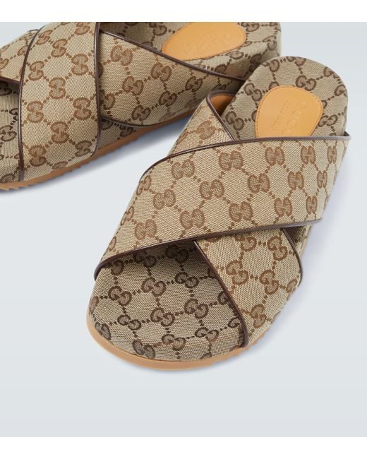 Gucci Men's Sideline Monogram Slide Sandals