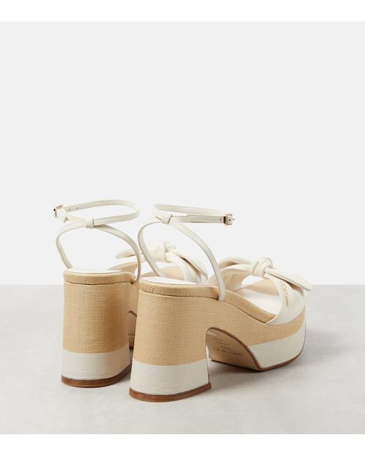 Jimmy Choo Natural Ricia Leather And Raffia Platform Sandals