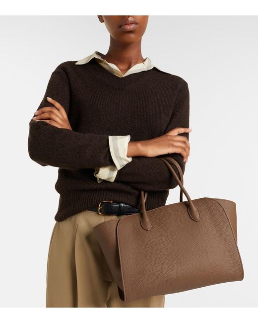 The Row Brown Marlo 12 Leather Tote Bag