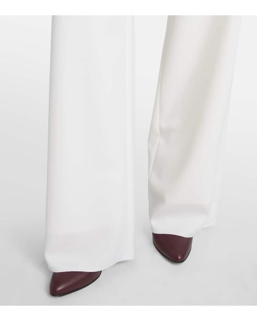 Max Mara White Weite High-Rise-Hose Balta Aus Schurwolle
