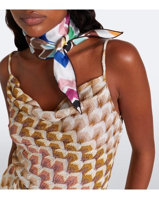 Missoni White Zigzag Silk Twill Scarf