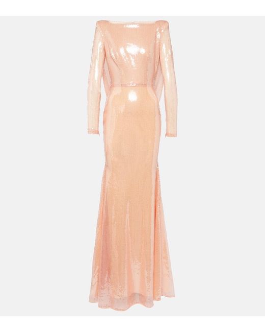 Alex Perry Pink Sequined Gown